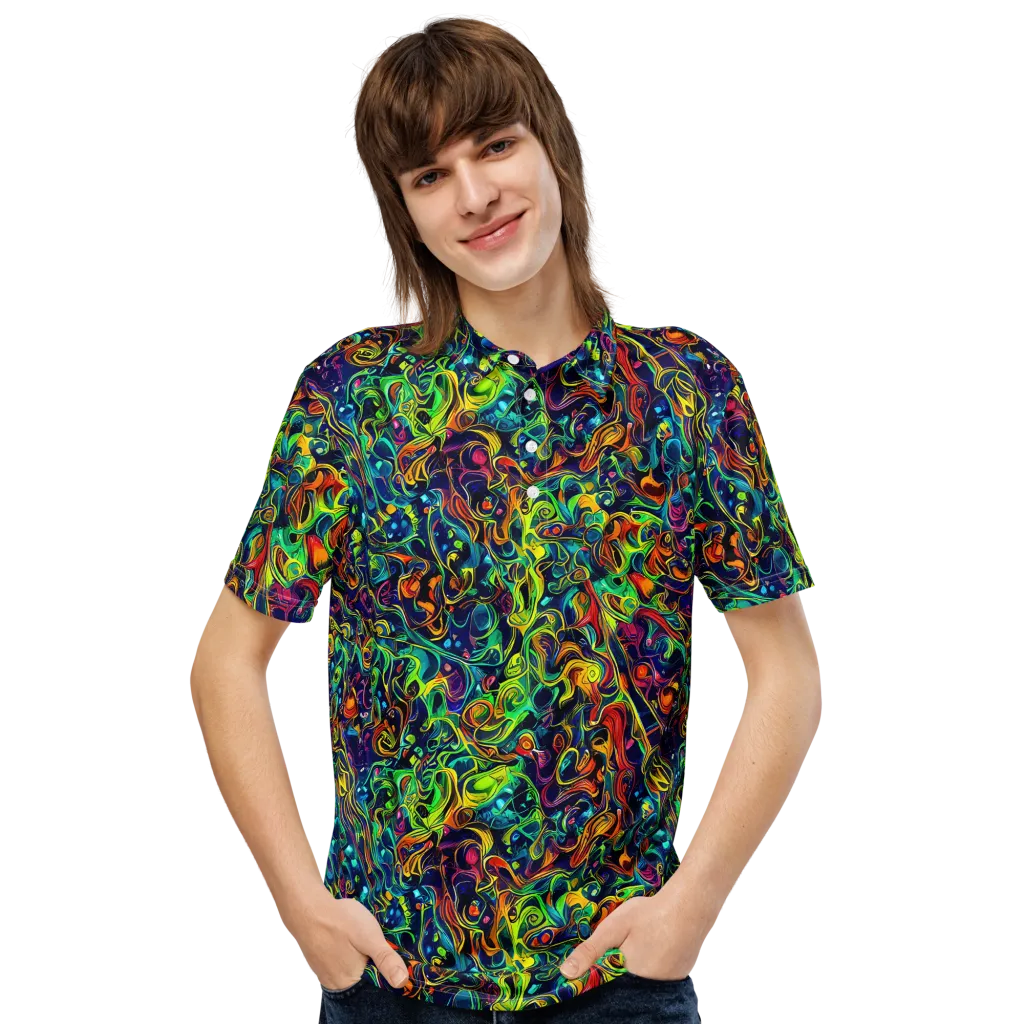 Liquid Kaleidoscope on Men's Slim Fit Polo Shirt — Front