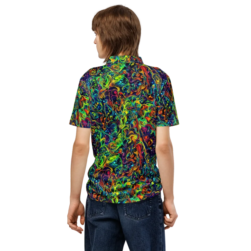 Liquid Kaleidoscope on Men's Slim Fit Polo Shirt — Back