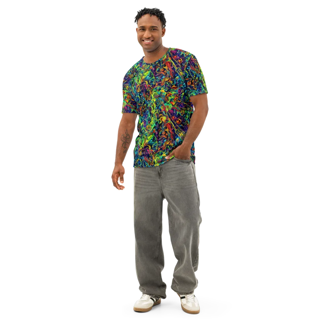 Liquid Kaleidoscope on Men's Cotton Crew Neck T-Shirt — Front