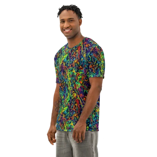Liquid Kaleidoscope on a Men's Cotton Crew Neck T-Shirt