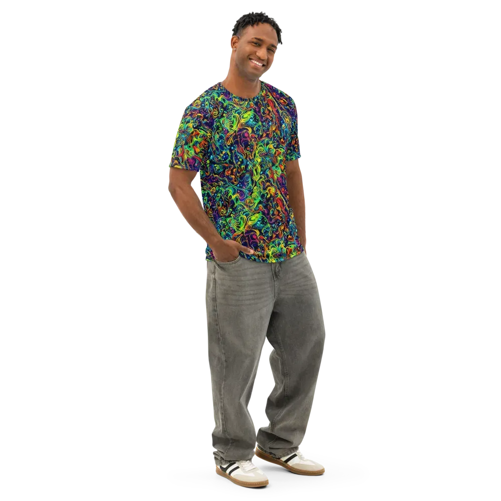 Liquid Kaleidoscope on Men's Cotton Crew Neck T-Shirt — Right Front