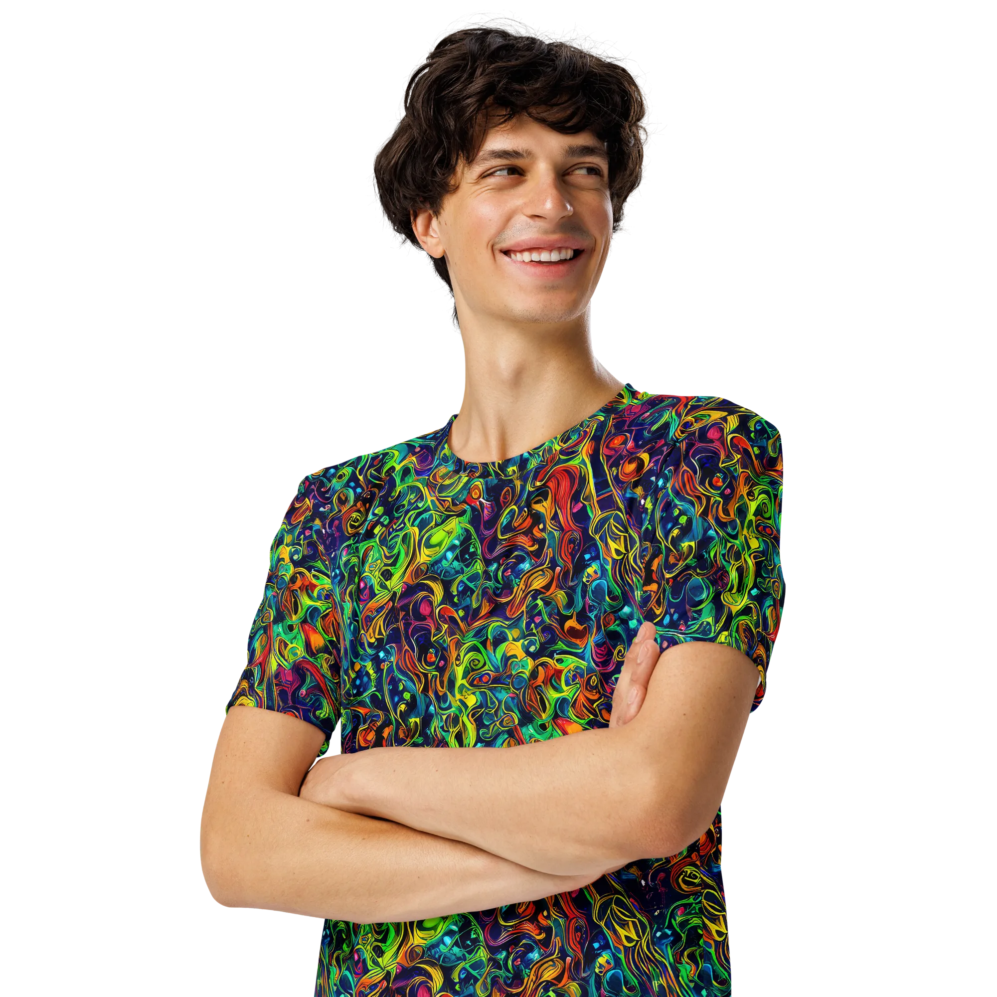 Liquid Kaleidoscope on Men's Crew Neck T-Shirt — Left Front