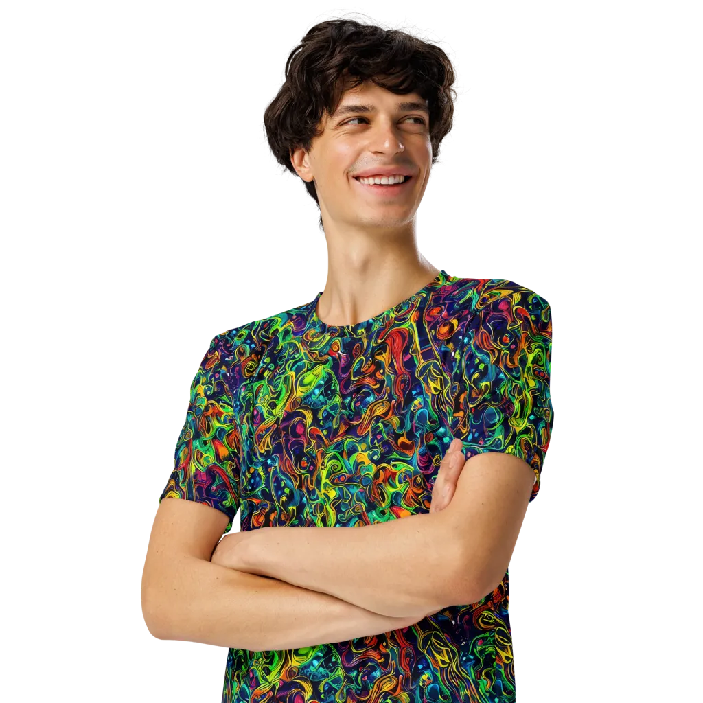 Liquid Kaleidoscope on Men's Crew Neck T-Shirt — Left Front