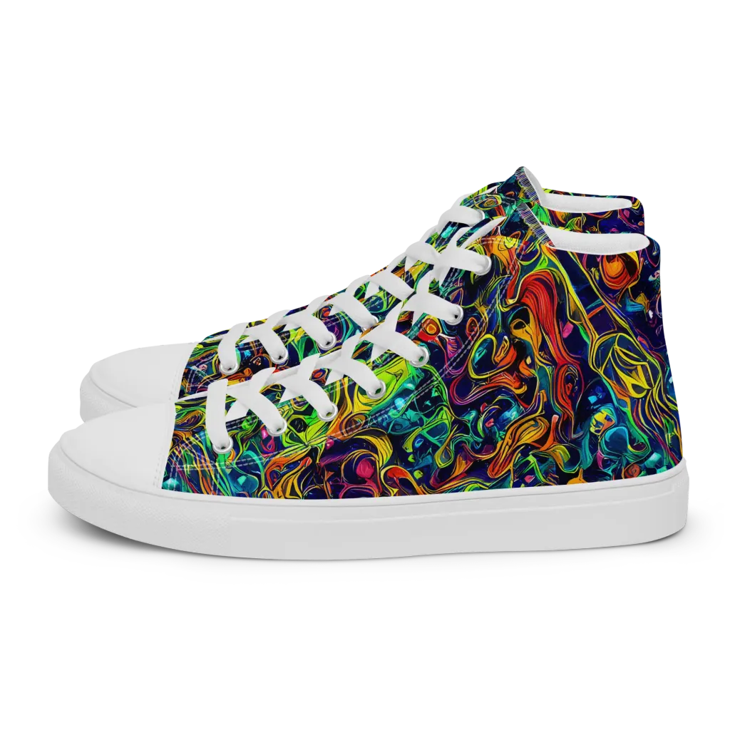 Liquid Kaleidoscope on Men's High Top Canvas Shoes — Left