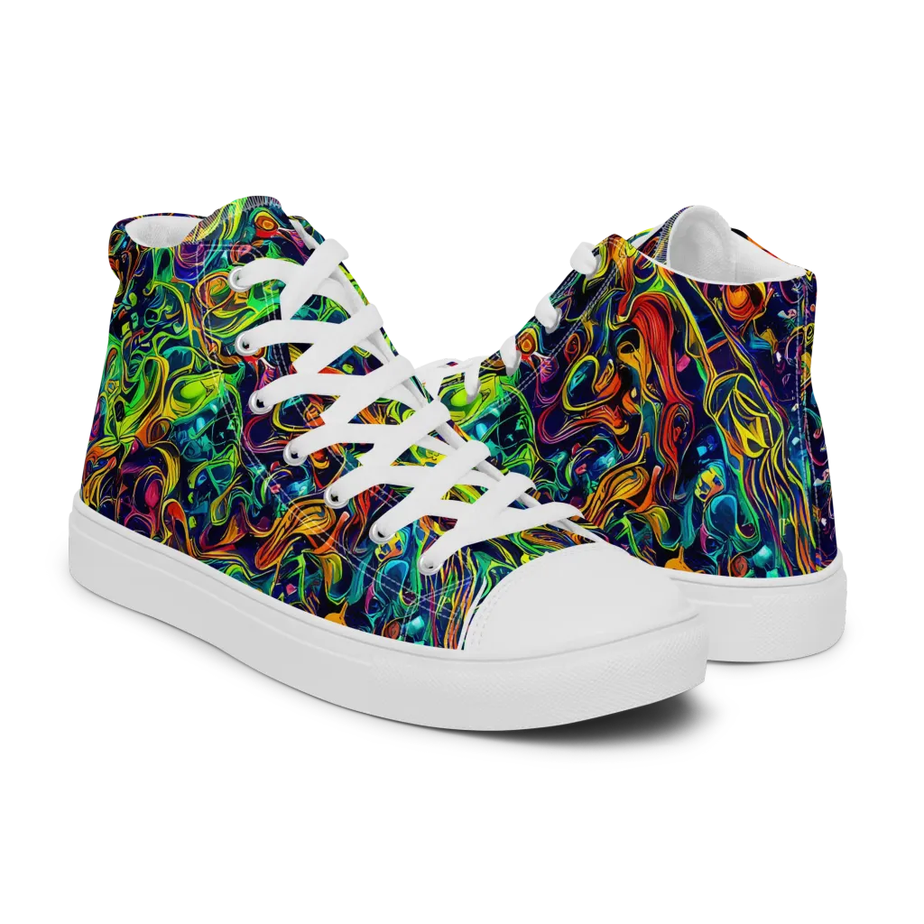 Liquid Kaleidoscope on Men's High Top Canvas Shoes — Right