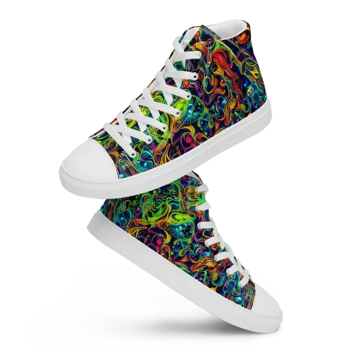 Liquid Kaleidoscope on a Men's High Top Canvas Shoes