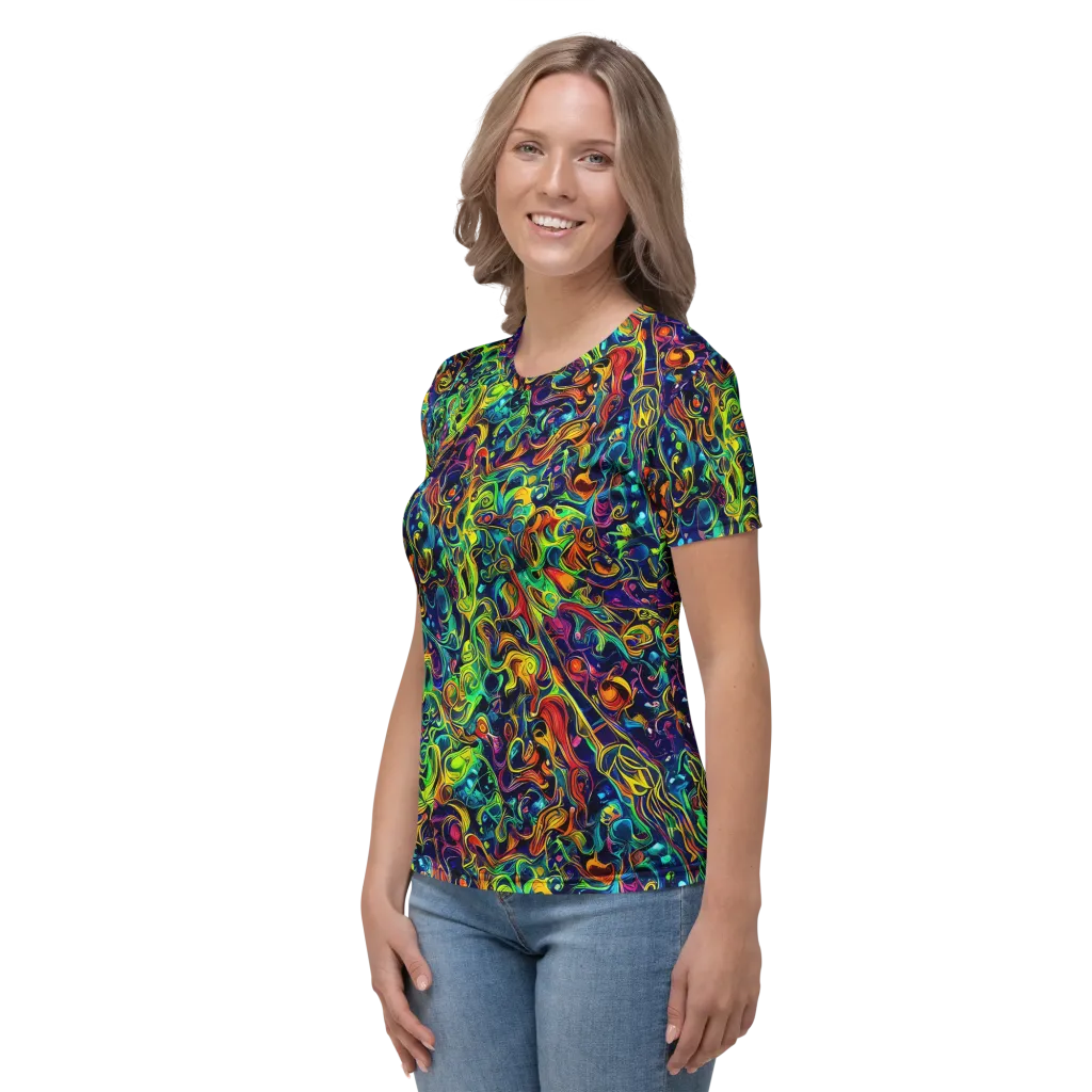 Liquid Kaleidoscope on Women's Crew Neck T-Shirt — Left