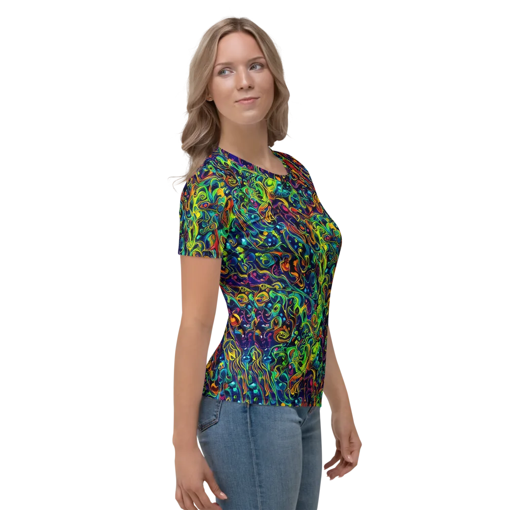 Liquid Kaleidoscope on Women's Crew Neck T-Shirt — Right