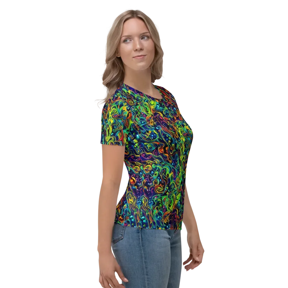 Liquid Kaleidoscope on Women's Crew Neck T-Shirt — Right