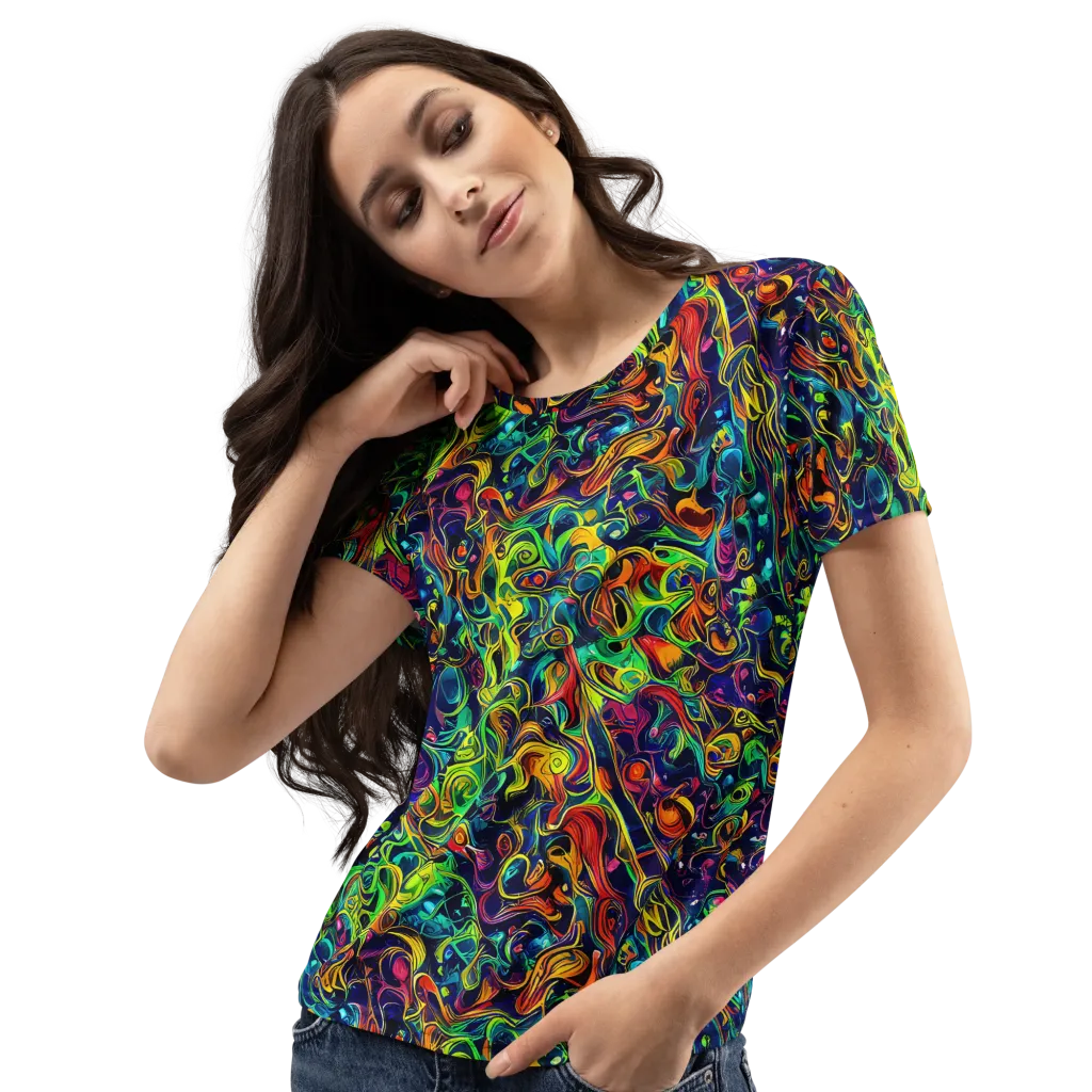 Liquid Kaleidoscope on Women's Crew Neck T-Shirt — Left Front