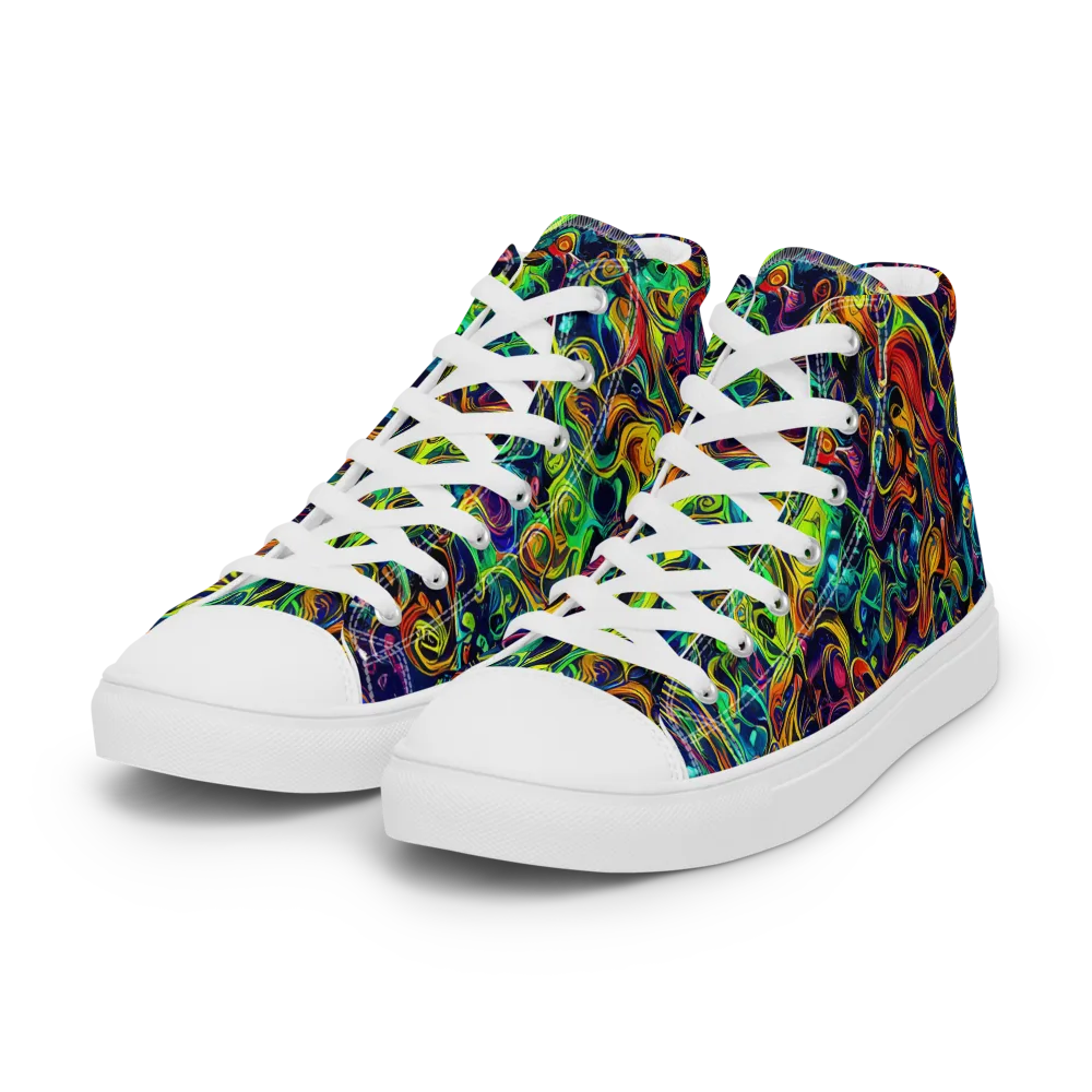 Liquid Kaleidoscope on Women's High Top Canvas Shoes — Left Front