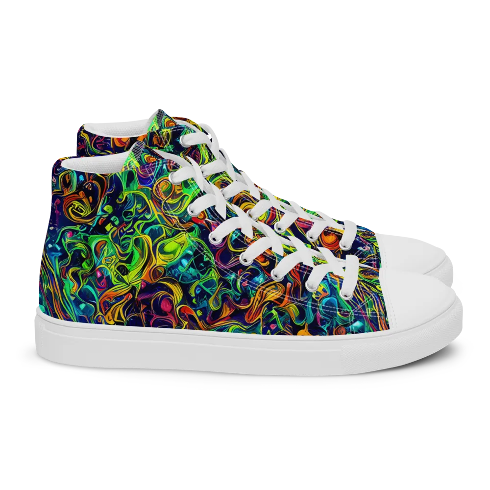 Liquid Kaleidoscope on Women's High Top Canvas Shoes — Right