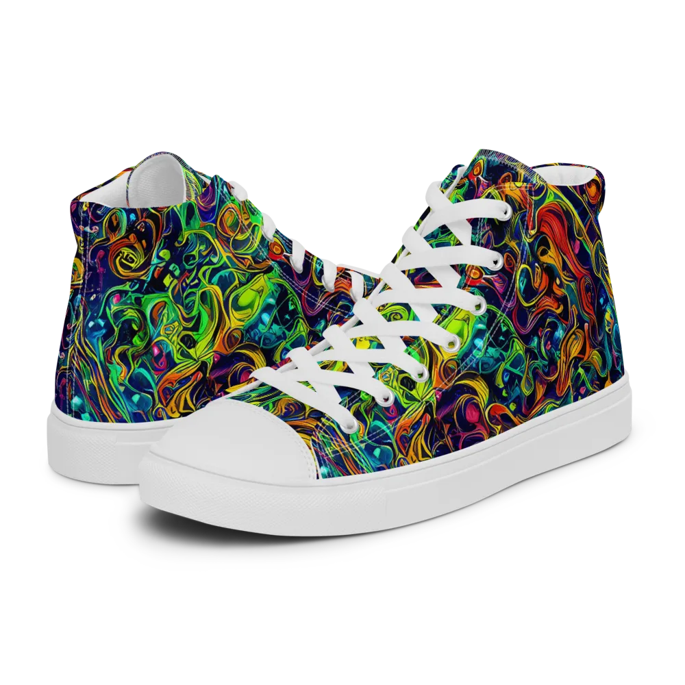 Liquid Kaleidoscope on Women's High Top Canvas Shoes — Left
