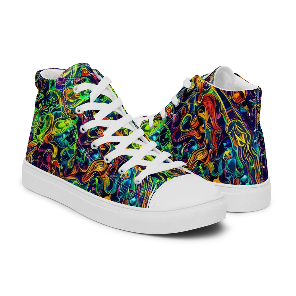 Liquid Kaleidoscope on Women's High Top Canvas Shoes — Right
