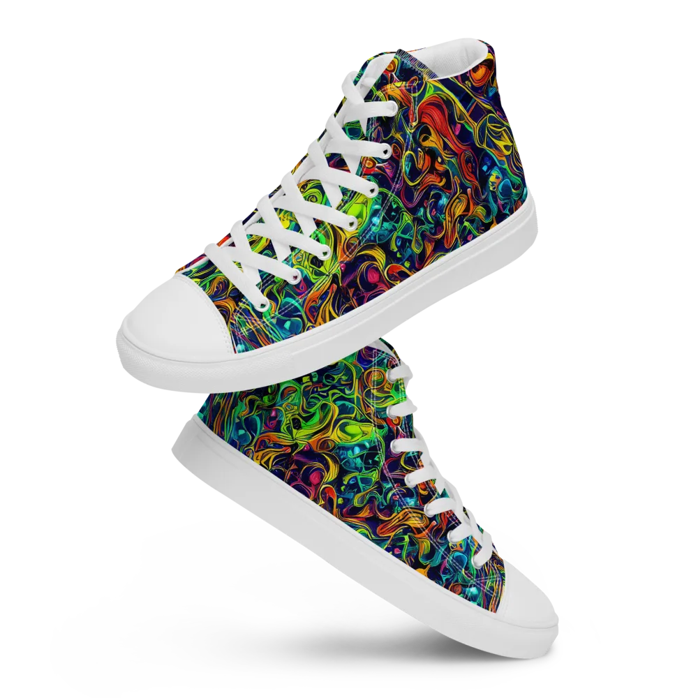 Liquid Kaleidoscope on Women's High Top Canvas Shoes — Front