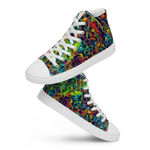 Liquid Kaleidoscope on a Women's High Top Canvas Shoes