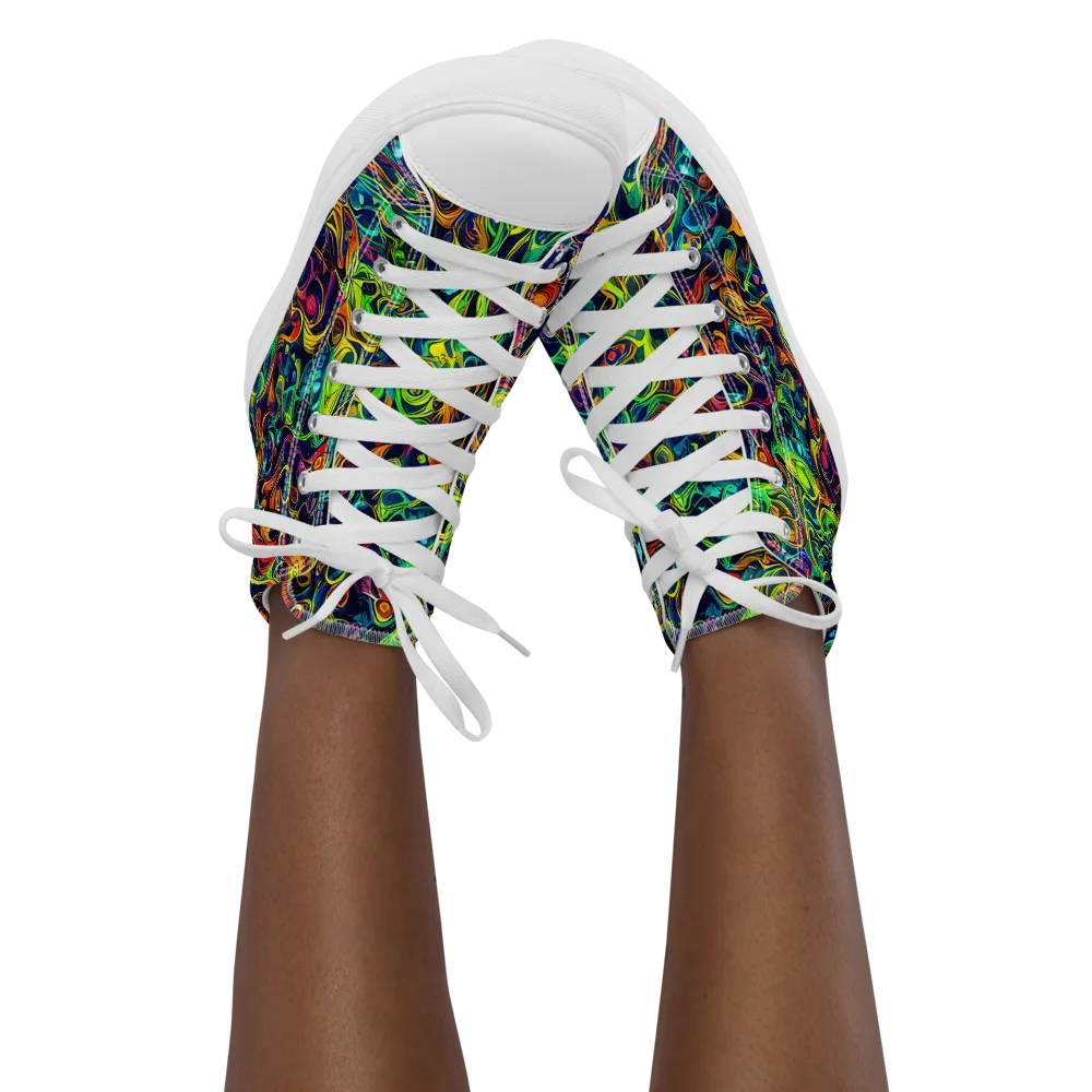 Liquid Kaleidoscope on Women's High Top Canvas Shoes — Front