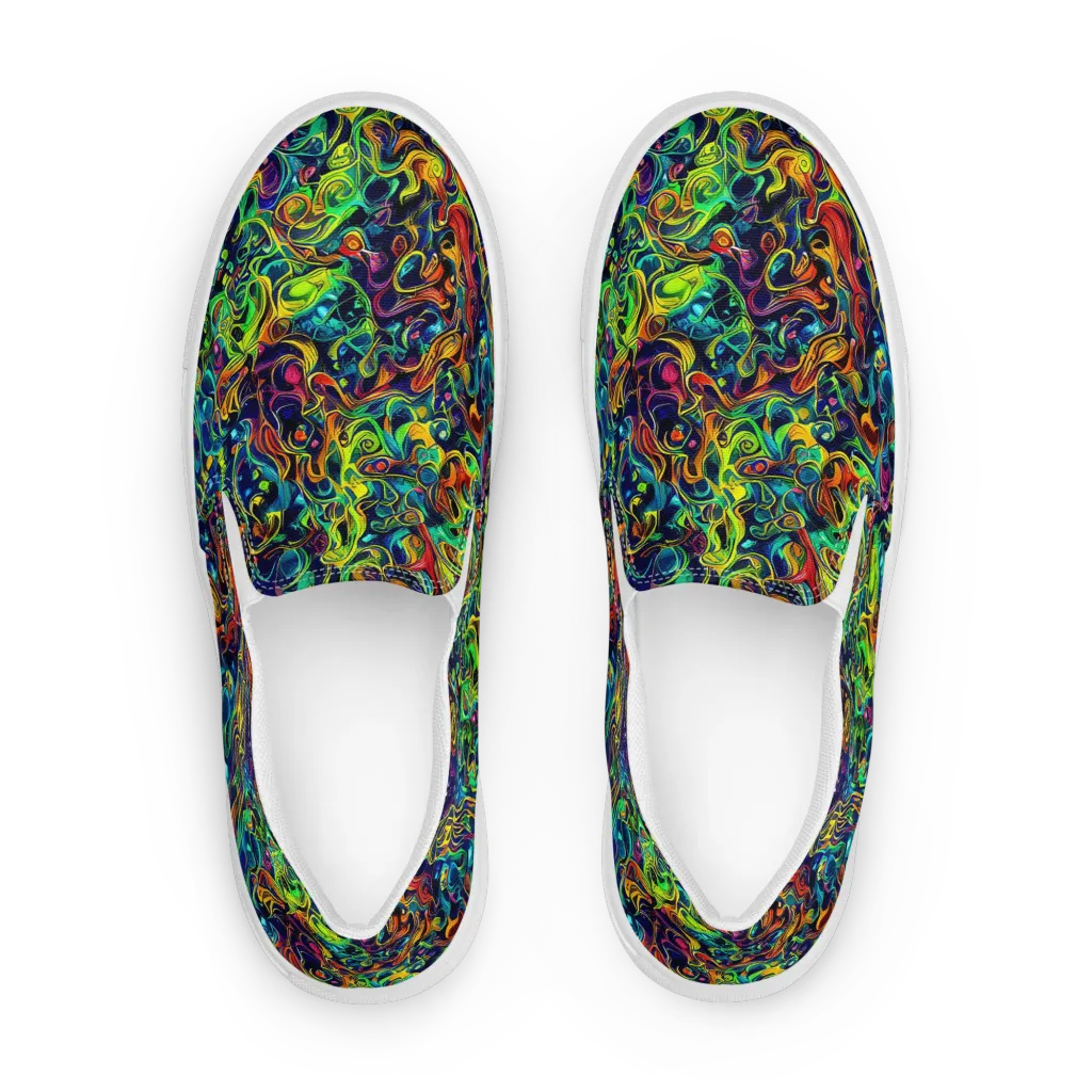 Liquid Kaleidoscope on Men's Slip-On Canvas Shoes — Front
