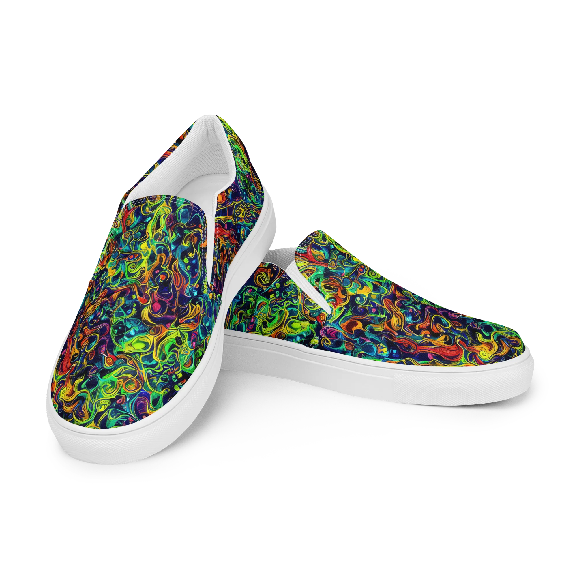 Liquid Kaleidoscope on Men's Slip-On Canvas Shoes — Left Front