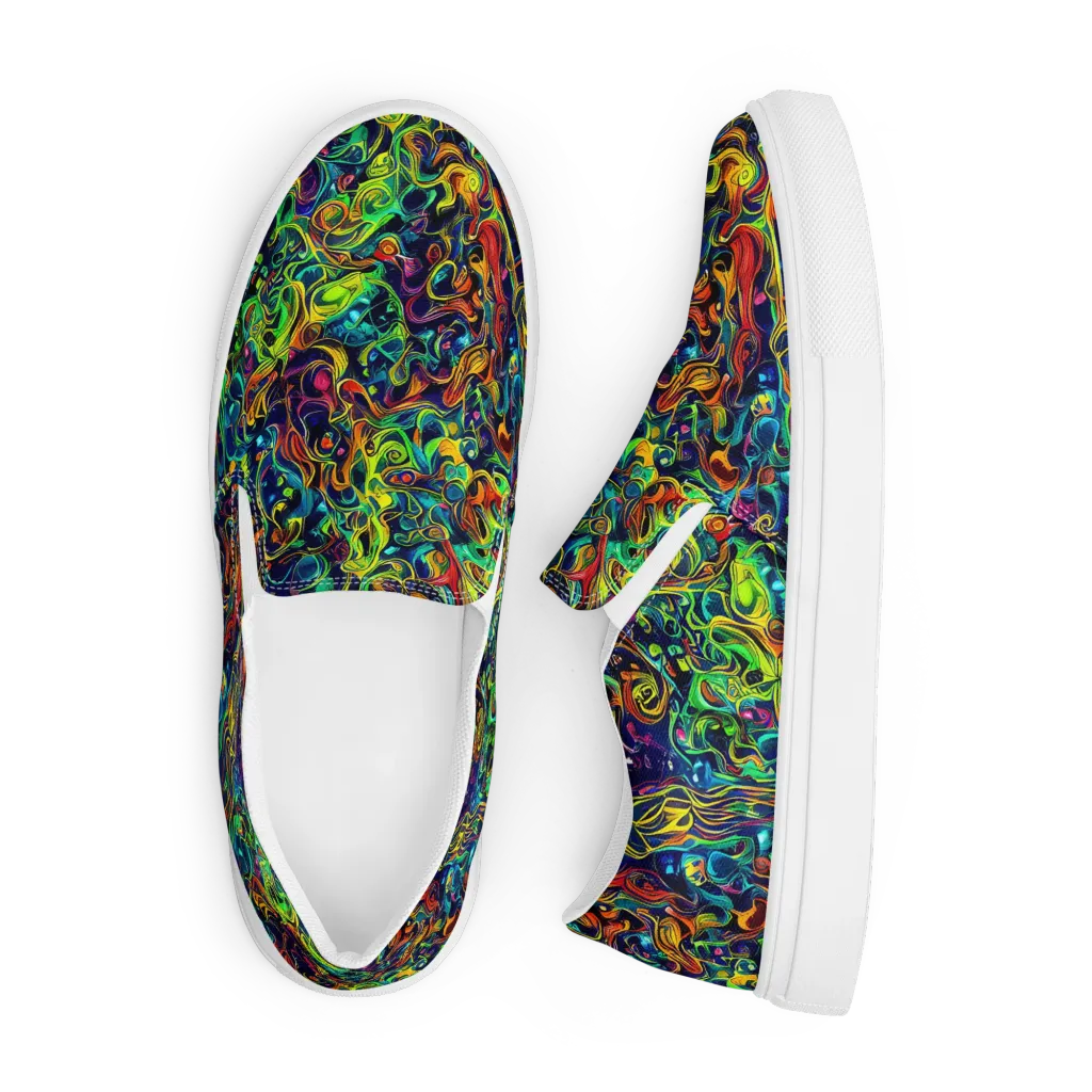 Liquid Kaleidoscope on Men's Slip-On Canvas Shoes — Front