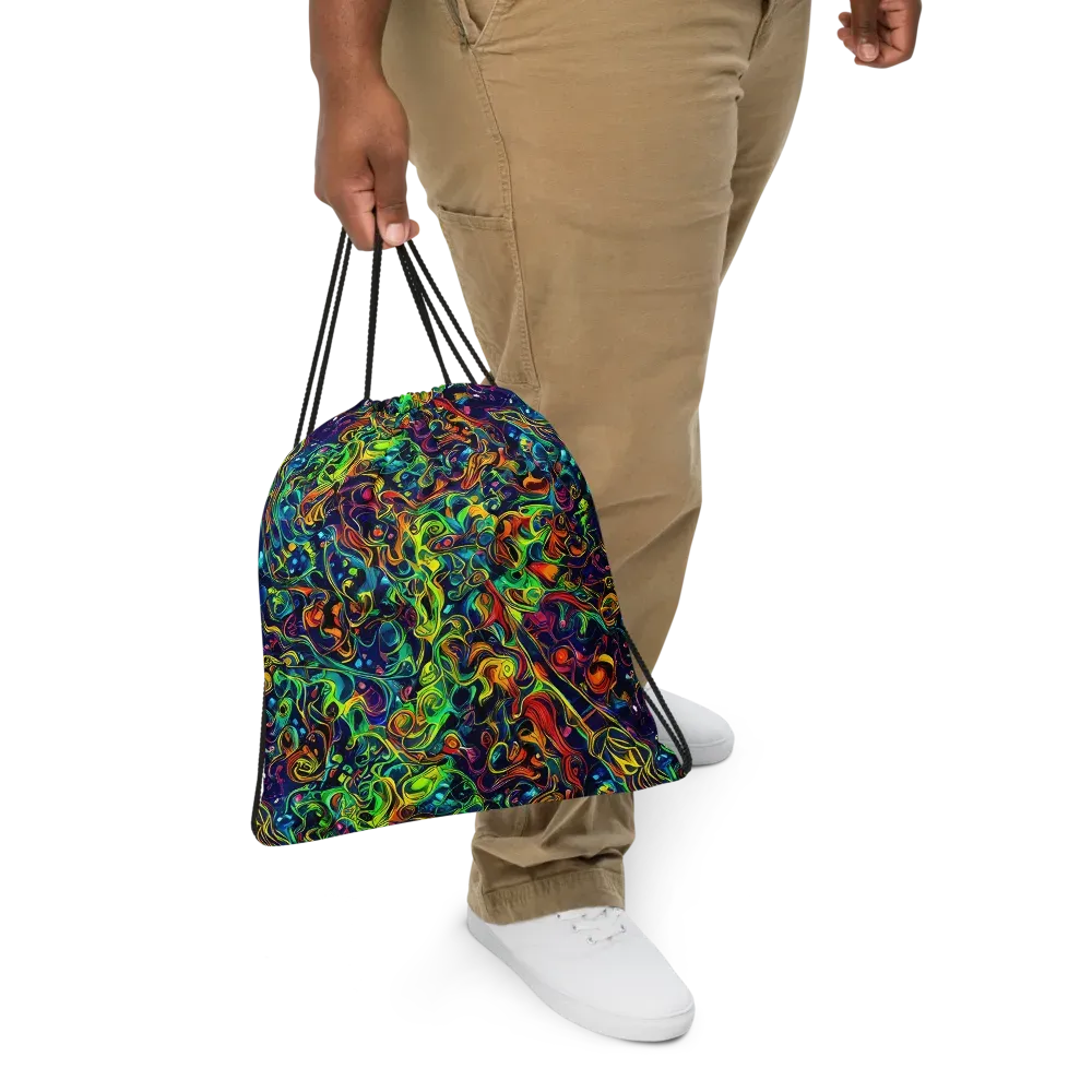 Liquid Kaleidoscope on Drawstring Bag — Front