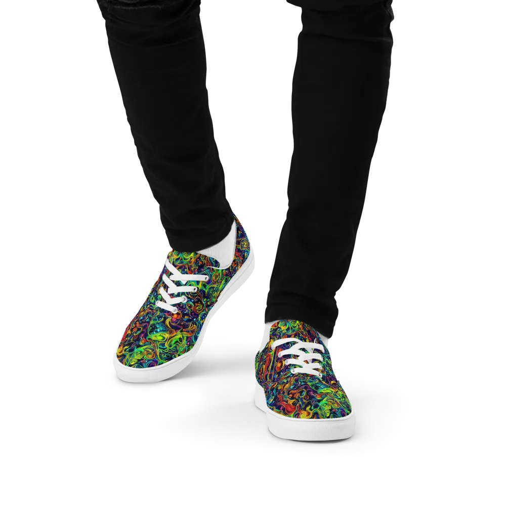 Liquid Kaleidoscope on Men's Lace-Up Canvas Shoes — Front