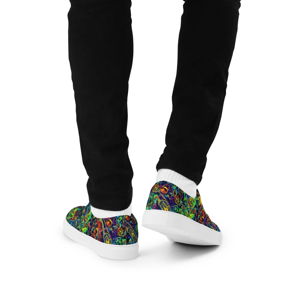 Liquid Kaleidoscope on Men's Lace-Up Canvas Shoes — Back