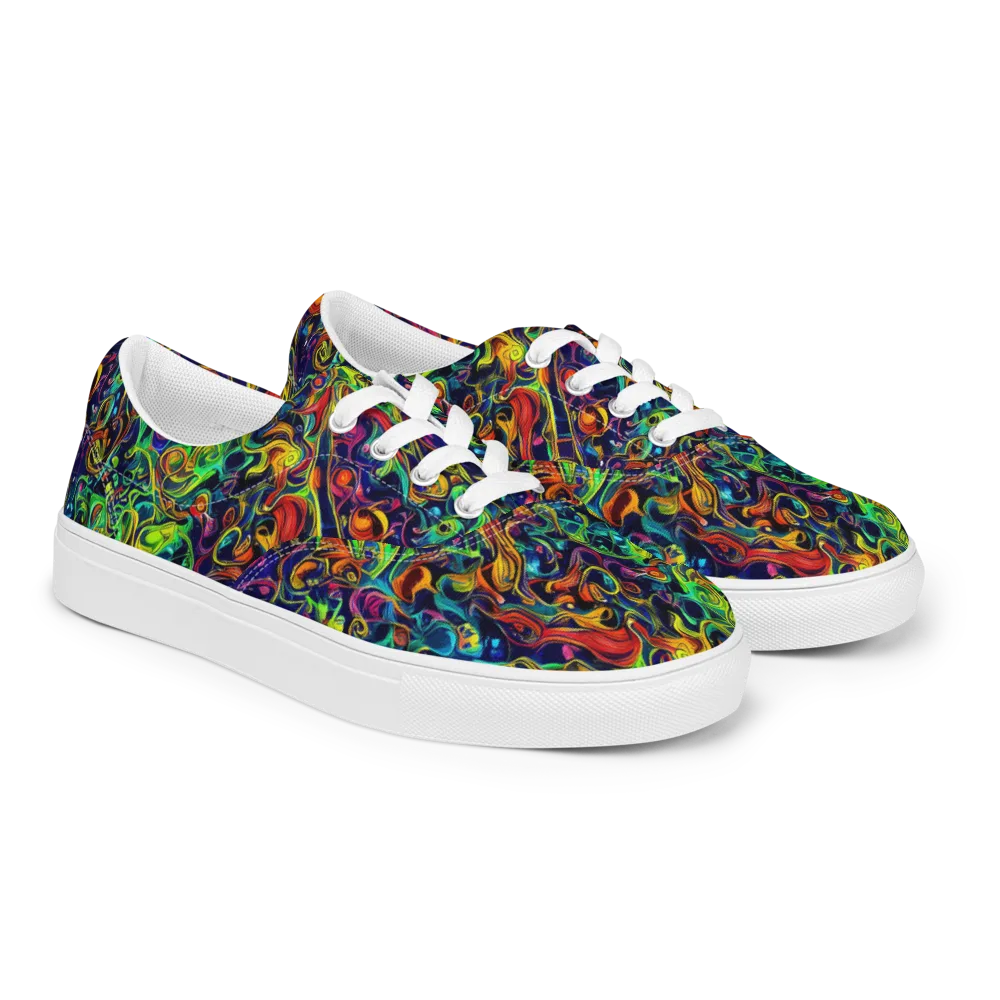 Liquid Kaleidoscope on Men's Lace-Up Canvas Shoes — Right Front