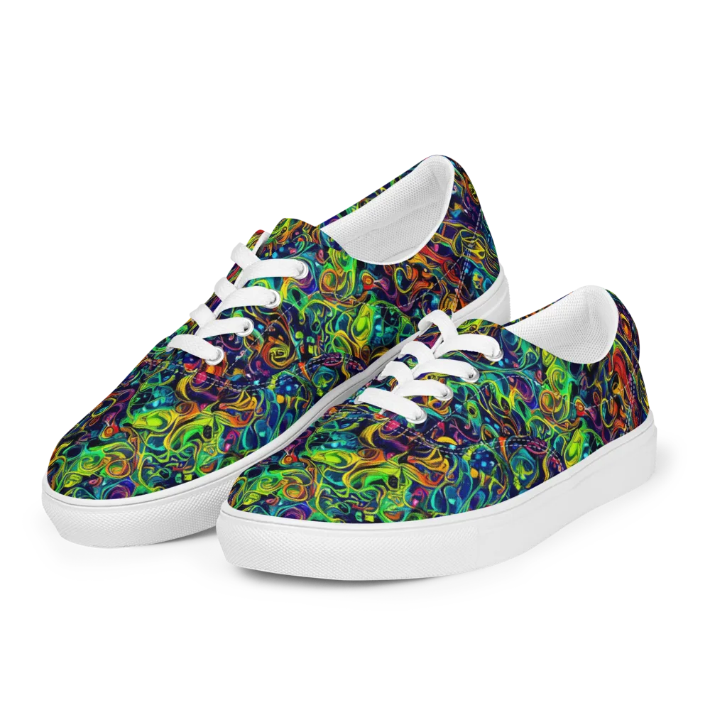 Liquid Kaleidoscope on Men's Lace-Up Canvas Shoes — Left Front