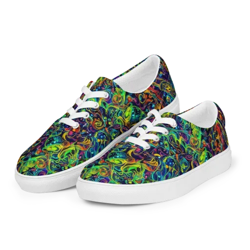 Liquid Kaleidoscope on a Men's Lace-Up Canvas Shoes