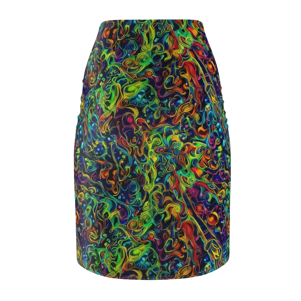 Liquid Kaleidoscope on Pencil Skirt — Back