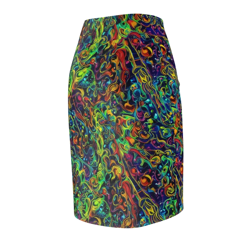 Liquid Kaleidoscope on Pencil Skirt — Back Side