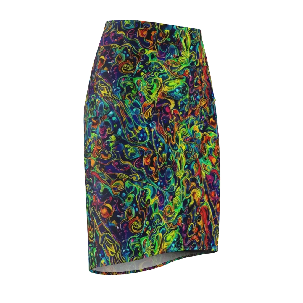 Liquid Kaleidoscope on Pencil Skirt — Front Side