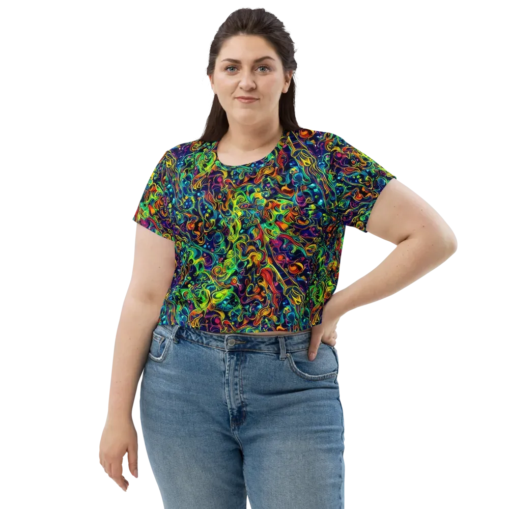 Liquid Kaleidoscope on Crop Tee — Front