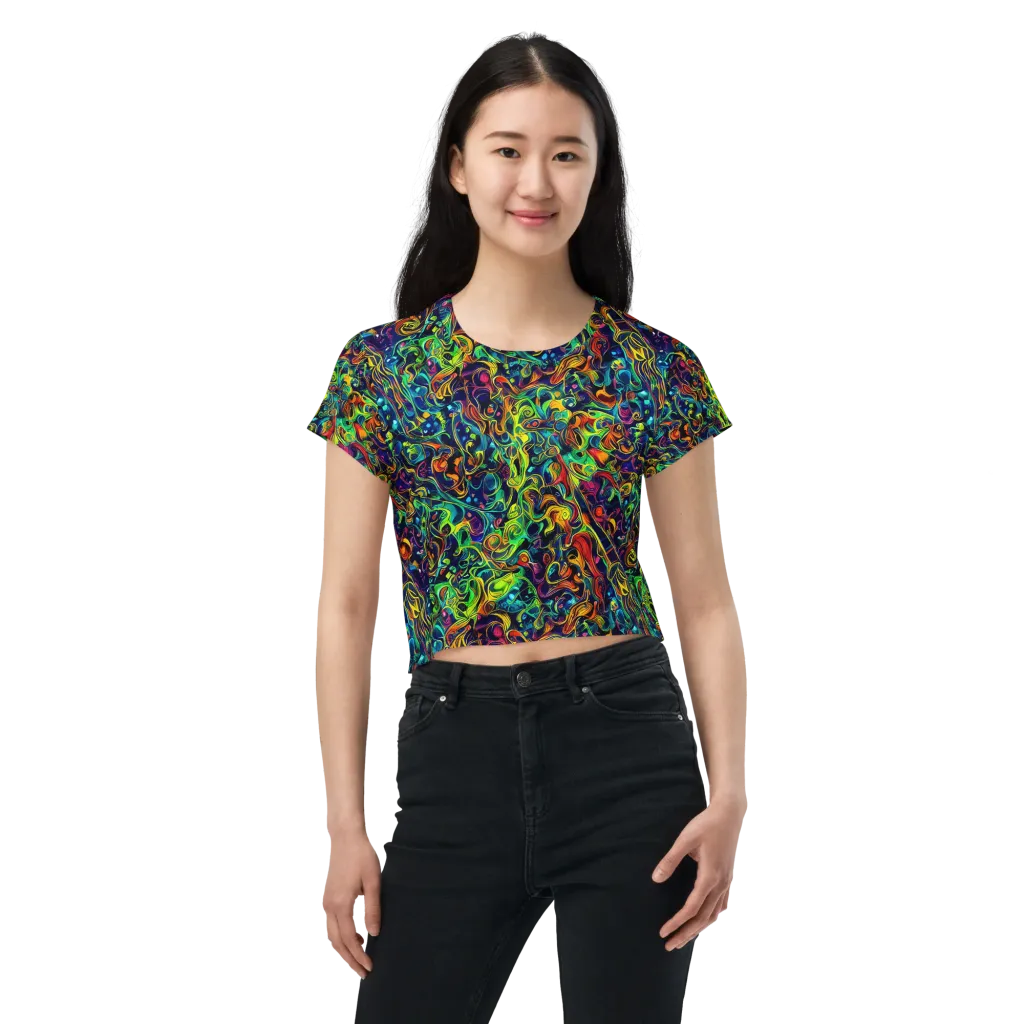 Liquid Kaleidoscope on Crop Tee — Front