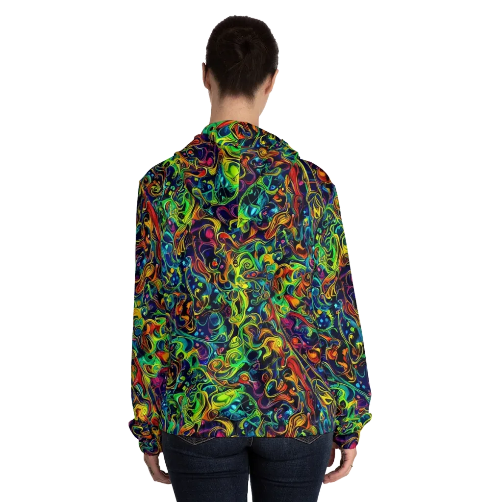 Liquid Kaleidoscope on Women's Full-Zip Hoodie — Back On Person