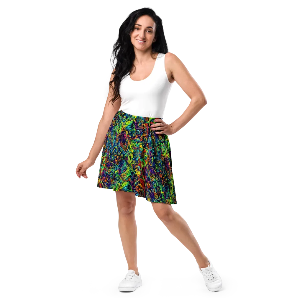 Liquid Kaleidoscope on Skater Skirt — Front