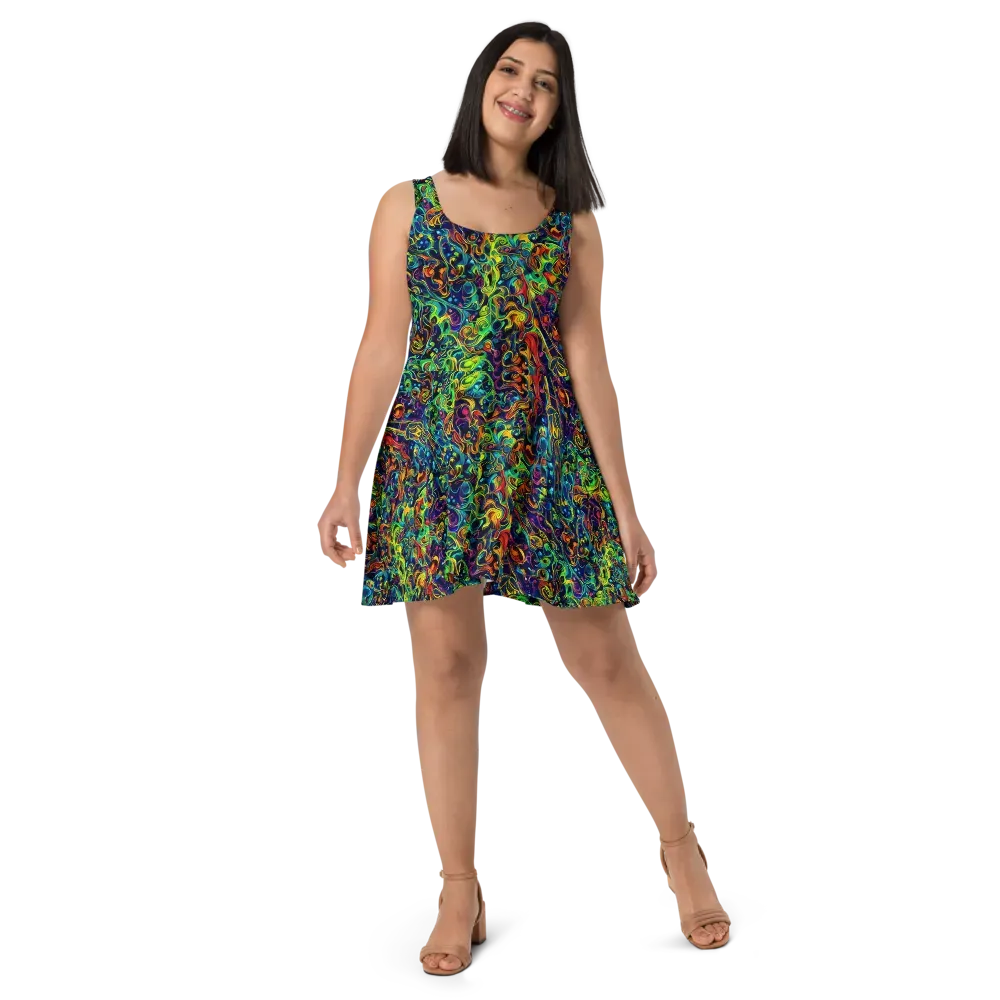 Liquid Kaleidoscope on Skater Dress — Front