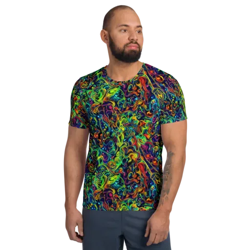 Liquid Kaleidoscope on a Men's Athletic T-Shirt