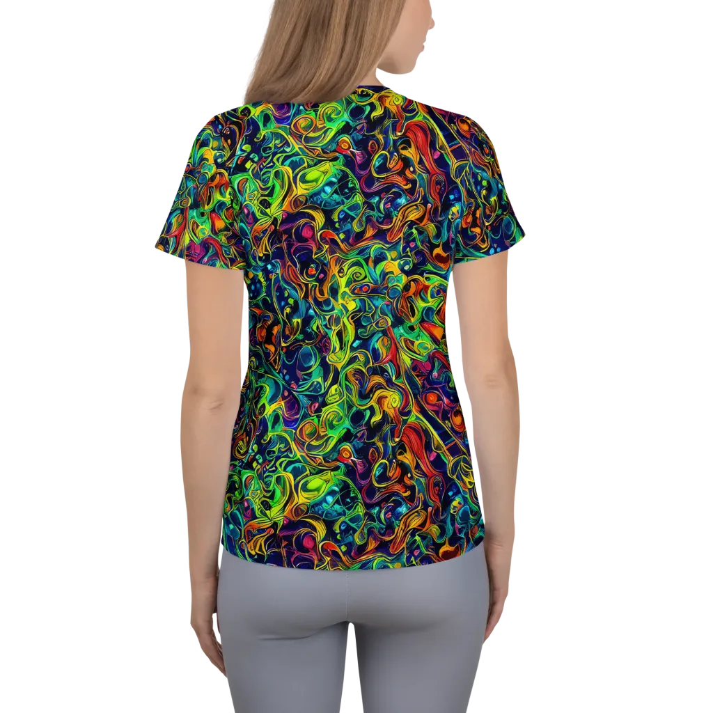 Liquid Kaleidoscope on Women's Athletic T-Shirt — Back