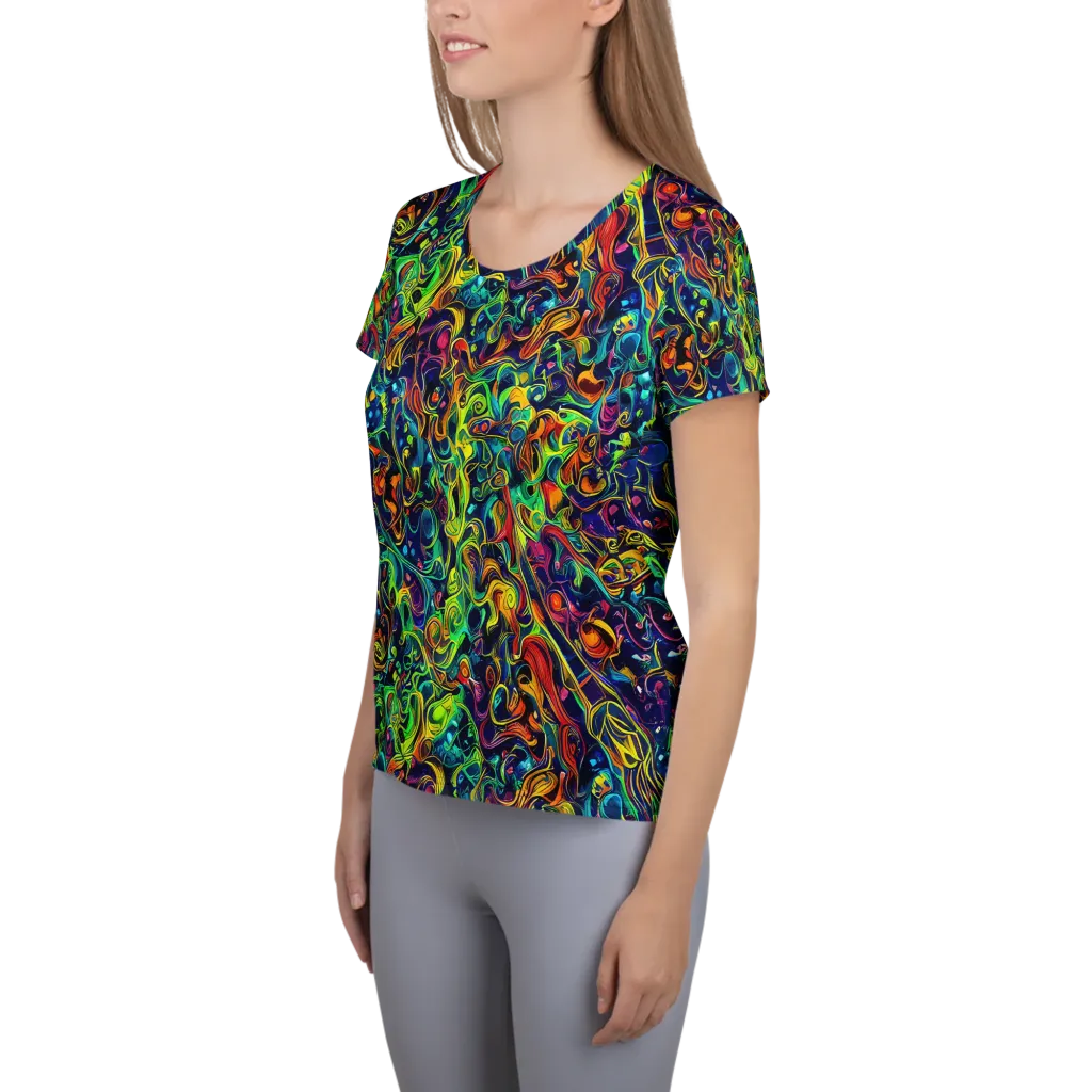 Liquid Kaleidoscope on Women's Athletic T-Shirt — Left