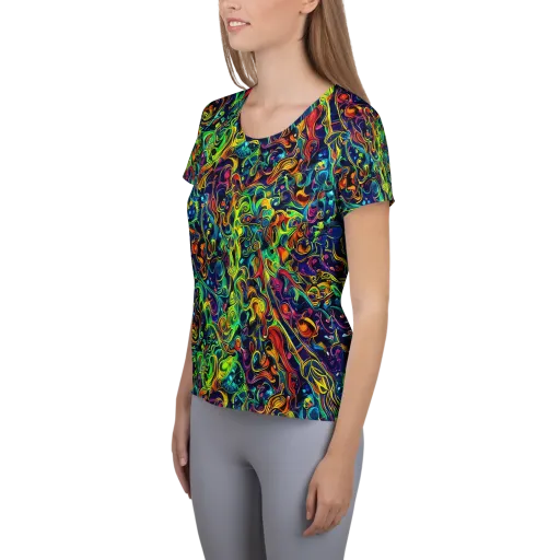 Liquid Kaleidoscope on a Women's Athletic T-Shirt