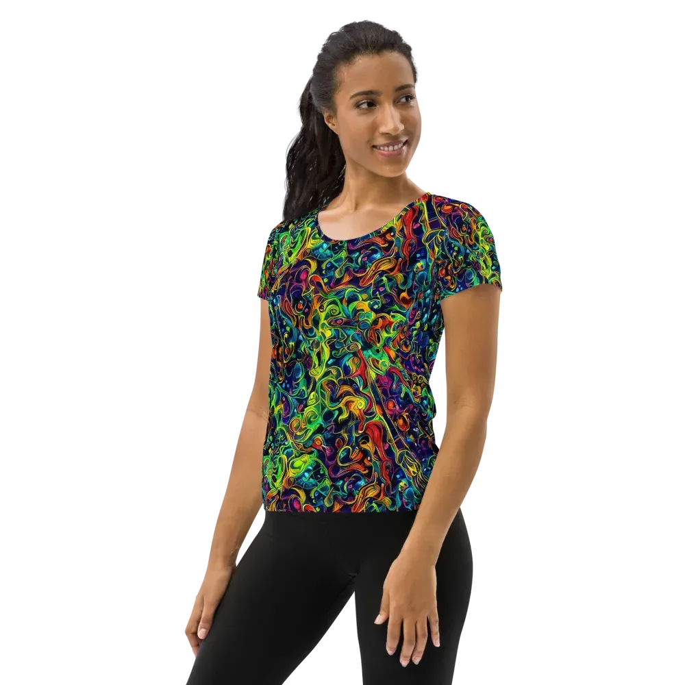 Liquid Kaleidoscope on Women's Athletic T-Shirt — Left
