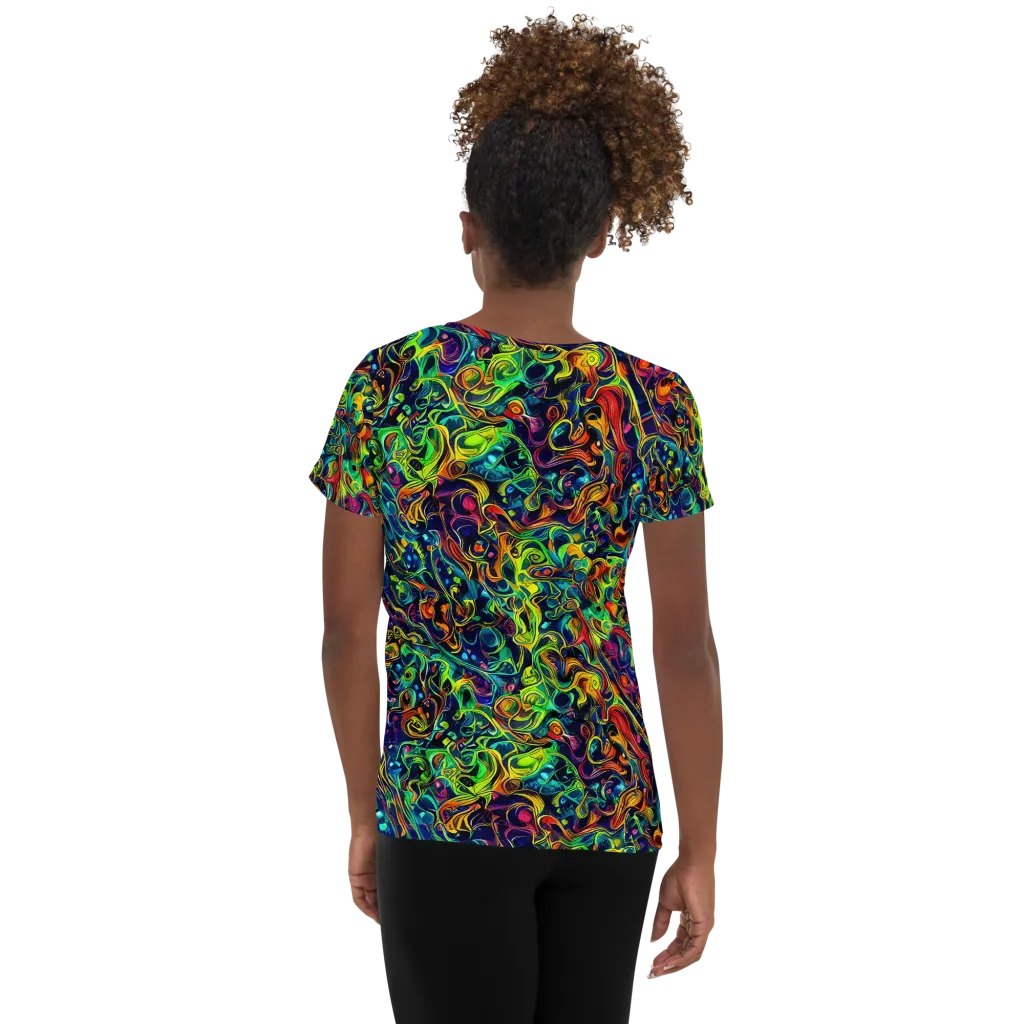 Liquid Kaleidoscope on Women's Athletic T-Shirt — Back