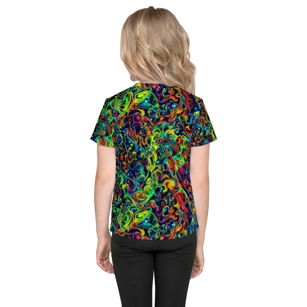 Liquid Kaleidoscope on Kids Crew Neck T-Shirt — Back