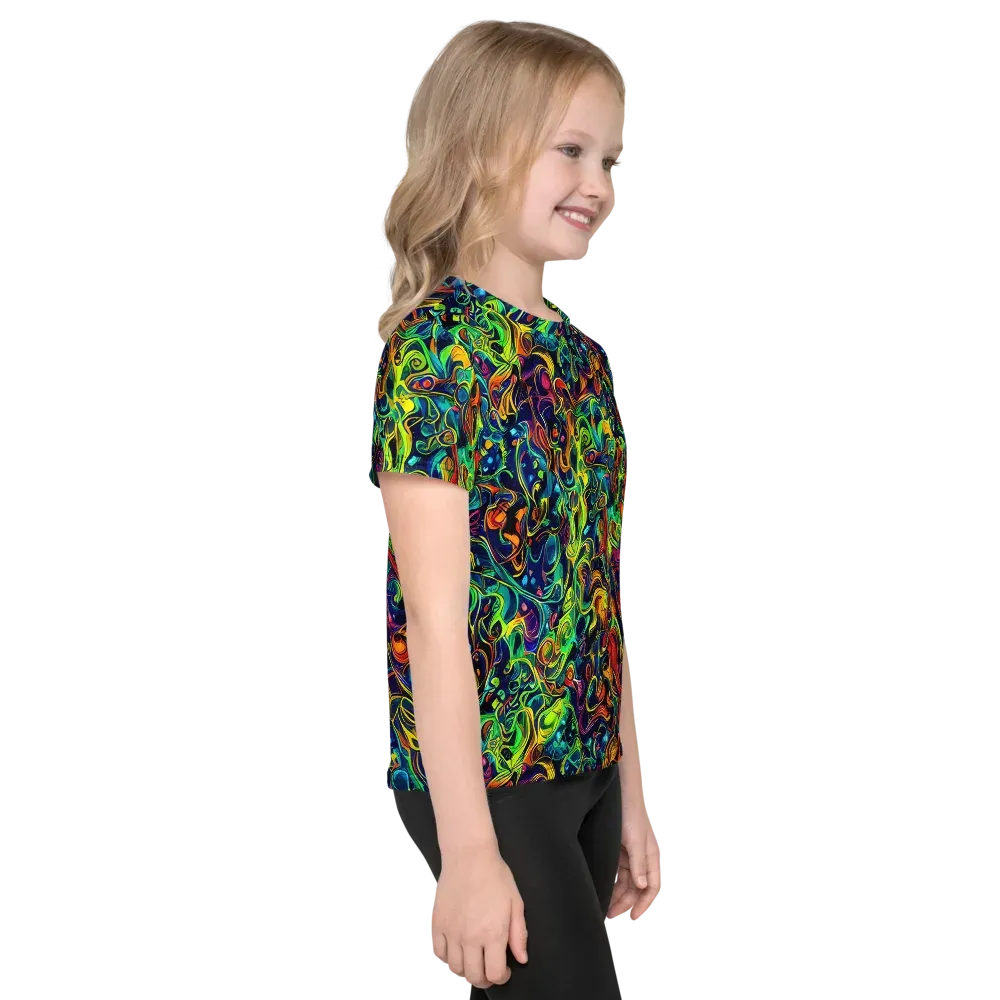 Liquid Kaleidoscope on Kids Crew Neck T-Shirt — Right