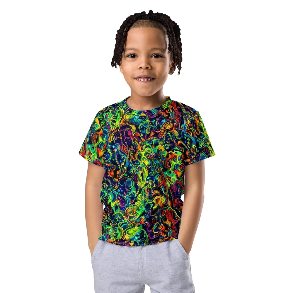 Liquid Kaleidoscope on Kids Crew Neck T-Shirt — Front