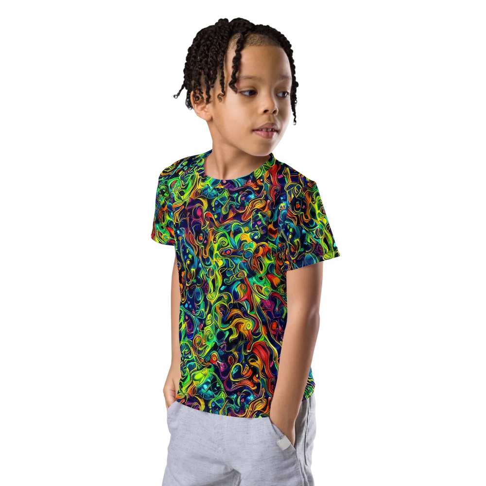 Liquid Kaleidoscope on Kids Crew Neck T-Shirt — Left Front