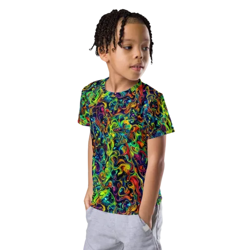 Liquid Kaleidoscope on a Kids Crew Neck T-Shirt