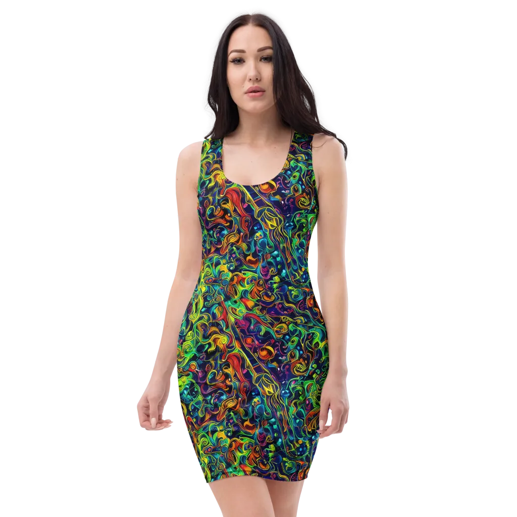 Liquid Kaleidoscope on Bodycon Dress — Front